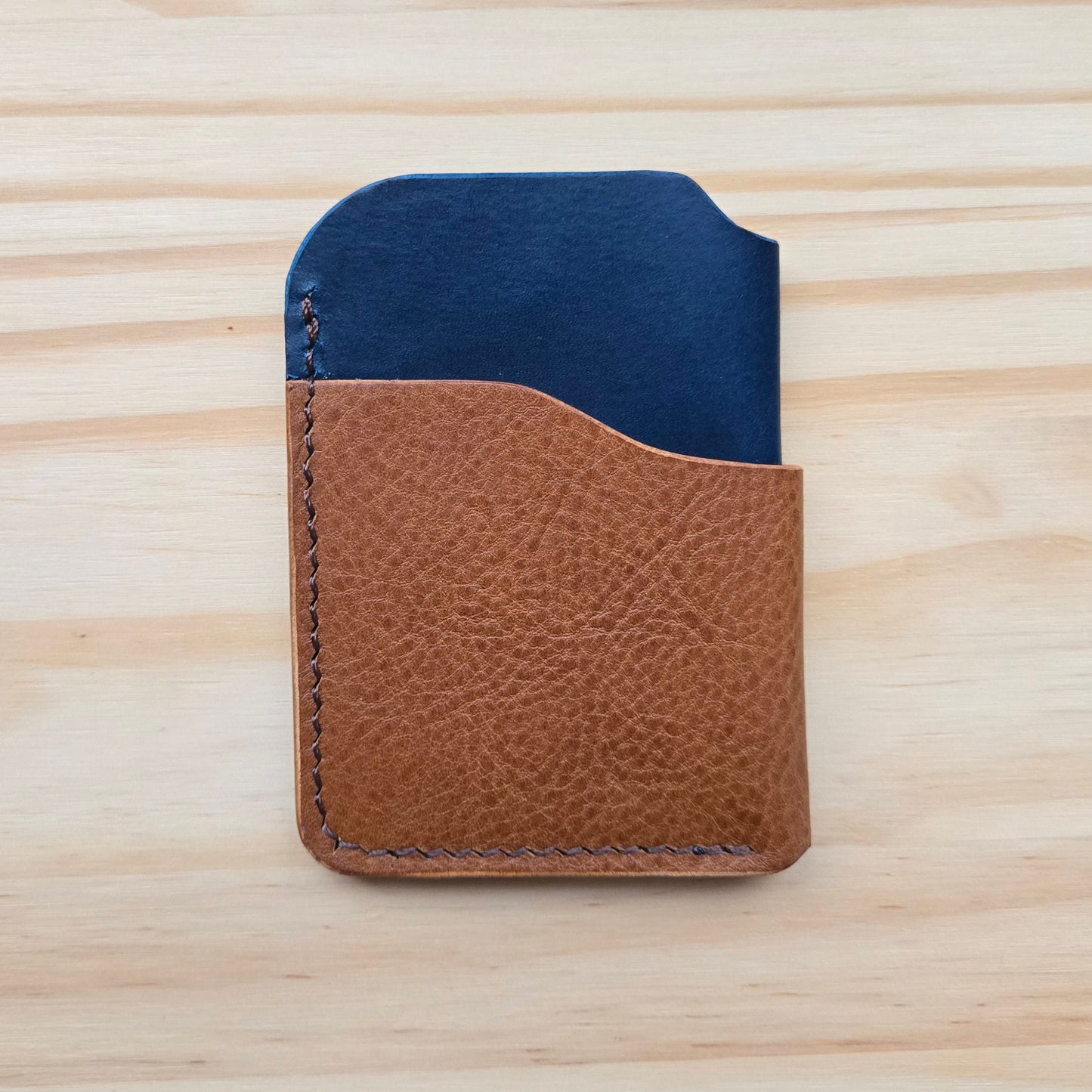Brown and Blue Bicolor Wrap Wallet