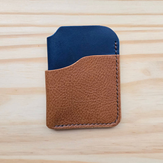 Brown and Blue Bicolor Wrap Wallet