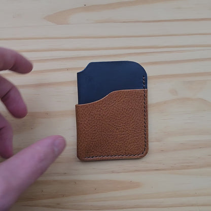 Brown and Blue Bicolor Wrap Wallet